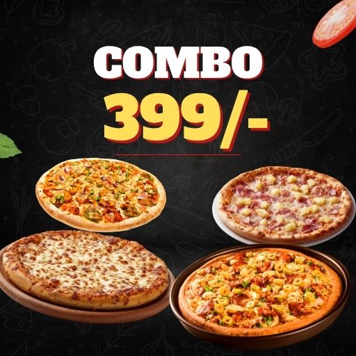Get 4 (6")  Pizza @ Just 399/-(Any 4 Pizza From Signature Pizza/ Lodad Pizza/ Marghrita Pizza/ Pizza